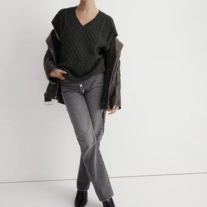 Madewell Cable-Knit V-Neck Sweater Vest - XXS, Forest Green